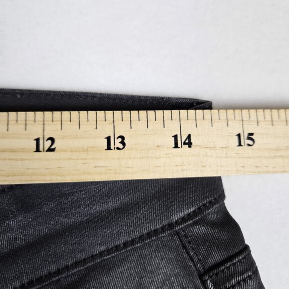 Eileen Fisher Womens Waxed Organic Cotton Stretch Denim Pant Black Biker Chic 4 - Picture 12 of 16